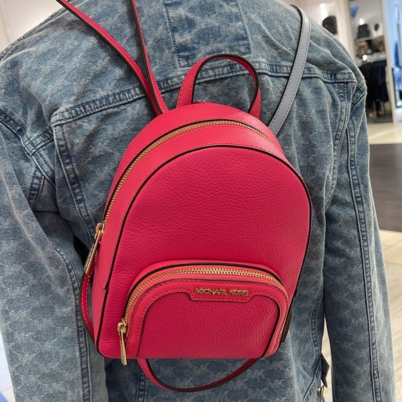 Michael Kors Ladies Backpack Bag Jaycee XS Convertible Zip Backpack Electrc Pink - Picture 6 of 16